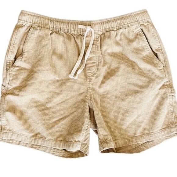 VALOR Tan Corduroy elastic waistband carpenter style Shorts size L. - Picture 1 of 5